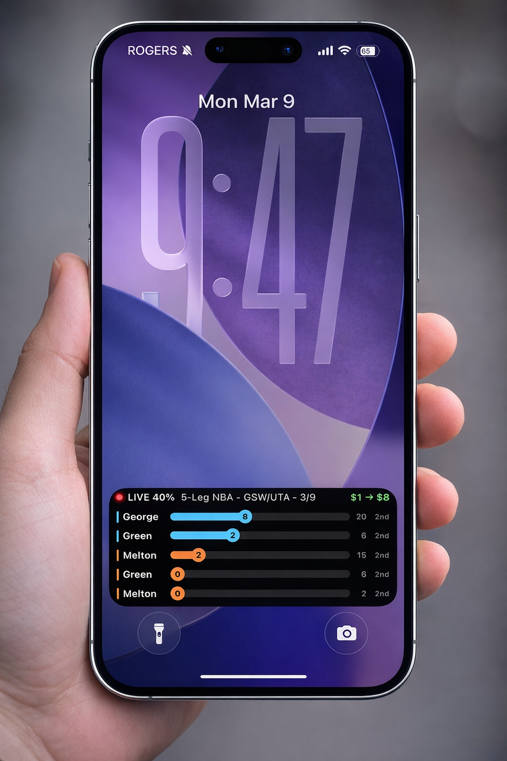 Live lock screen tracking shown in an iPhone device frame